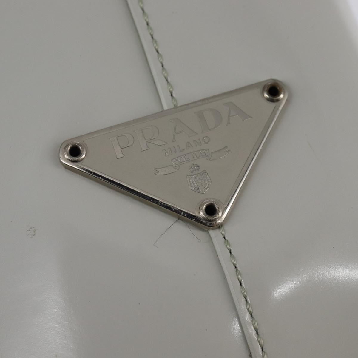 PRADA Hand Bag Enamel Gray Auth 148279