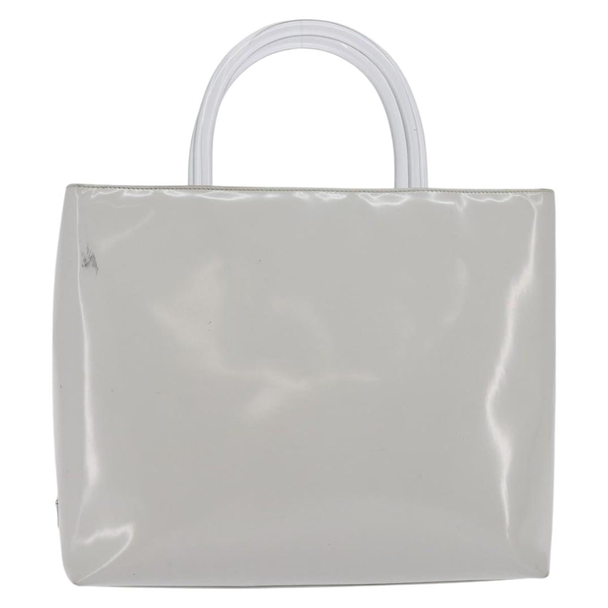 PRADA Hand Bag Enamel Gray Auth 148279