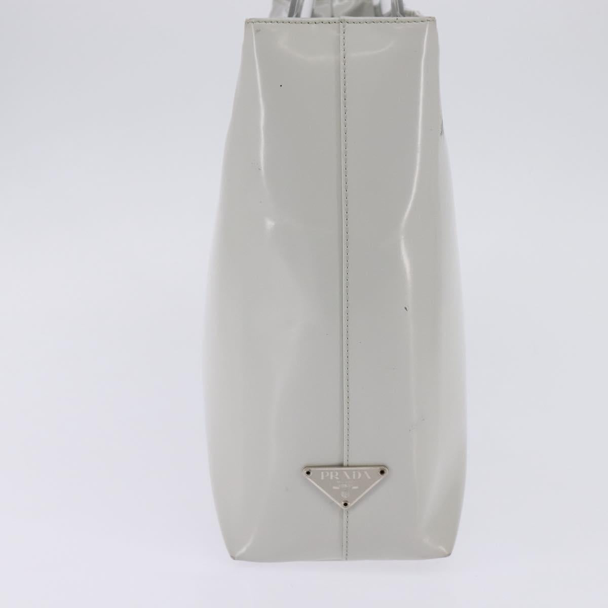 PRADA Hand Bag Enamel Gray Auth 148279