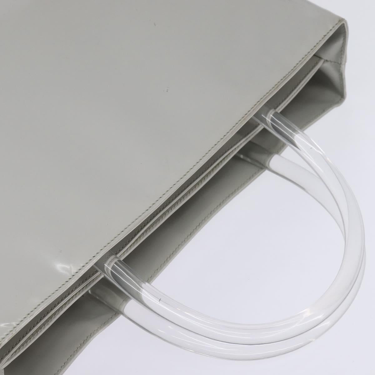 PRADA Hand Bag Enamel Gray Auth 148279