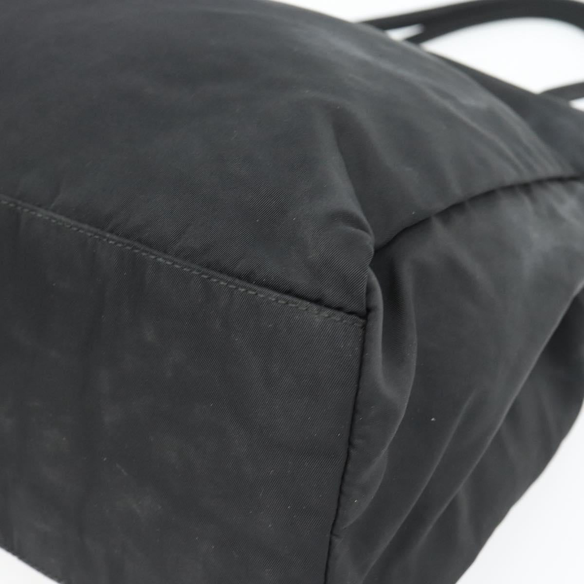 PRADA Tote Bag Nylon Black Silver Auth 148281