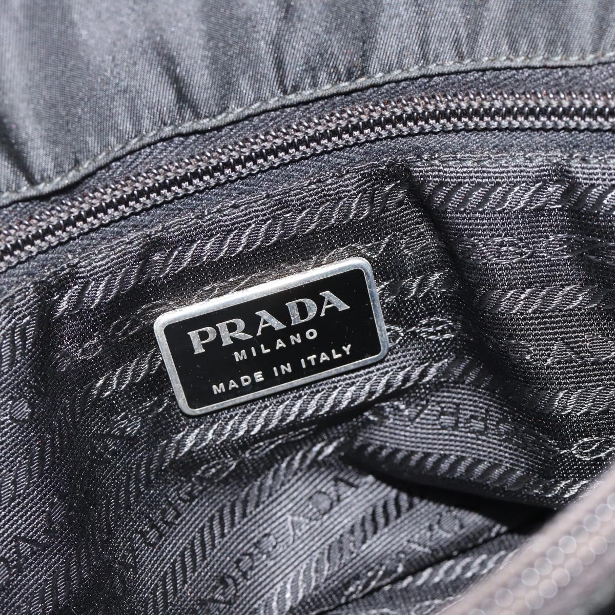 PRADA Tote Bag Nylon Black Silver Auth 148281