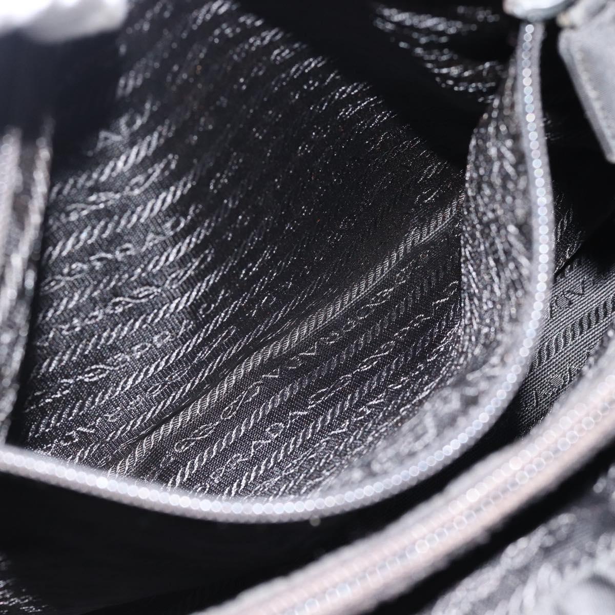 PRADA Tote Bag Nylon Black Silver Auth 148281