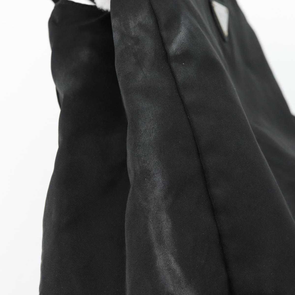 PRADA Tote Bag Nylon Black Silver Auth 148281