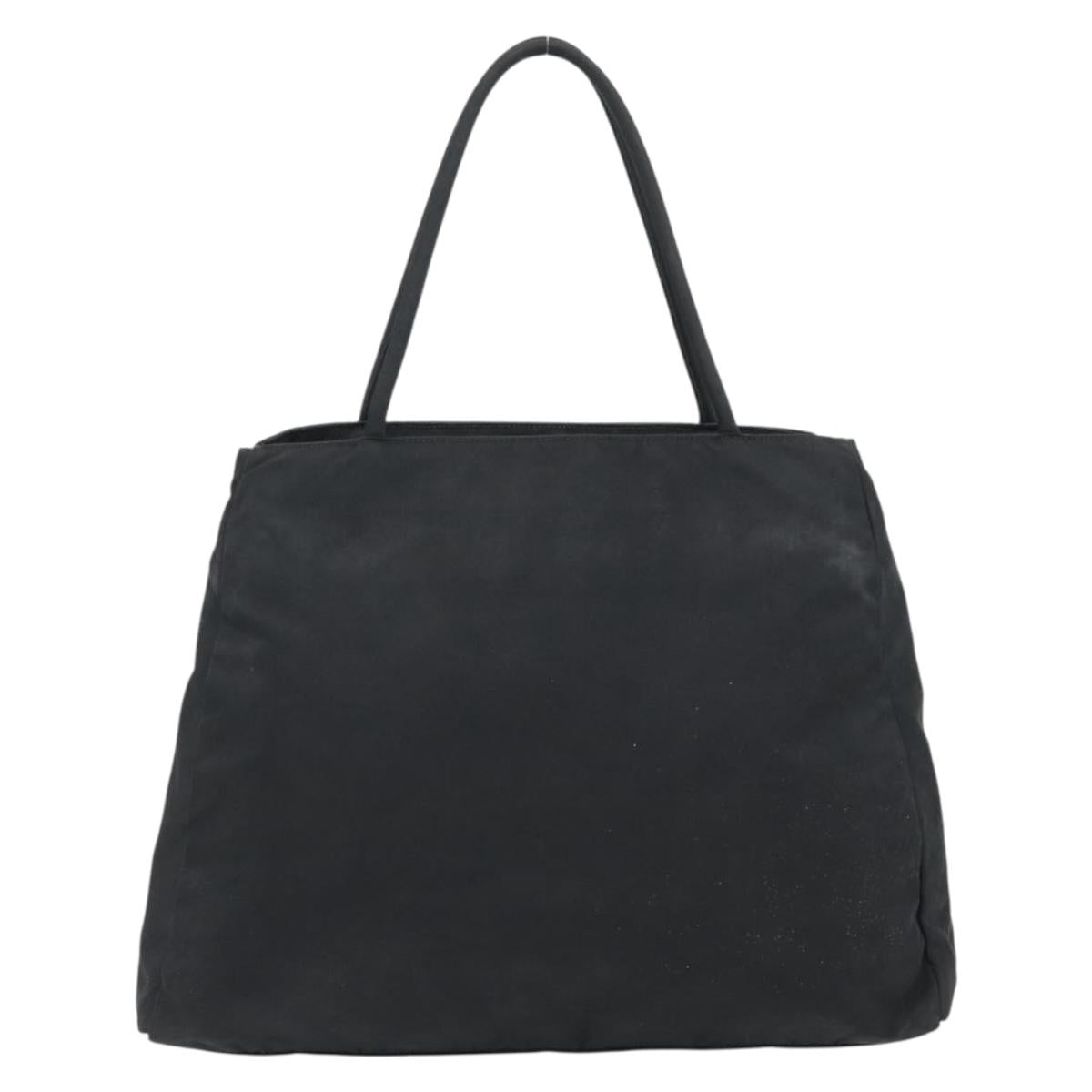 PRADA Tote Bag Nylon Black Silver Auth 148281