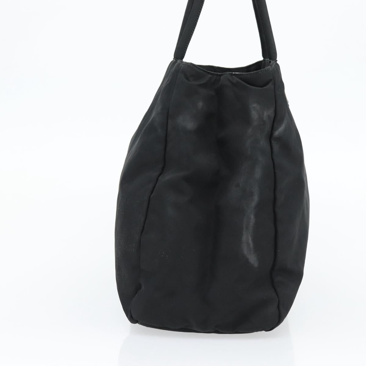 PRADA Tote Bag Nylon Black Silver Auth 148281