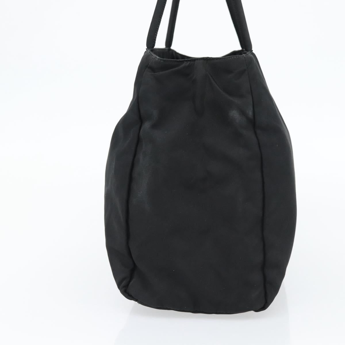 PRADA Tote Bag Nylon Black Silver Auth 148281