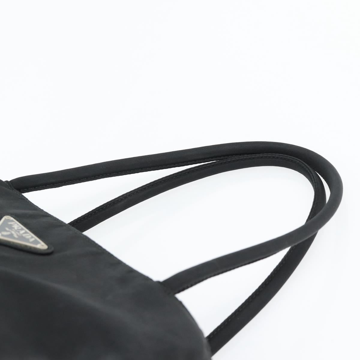 PRADA Tote Bag Nylon Black Silver Auth 148281