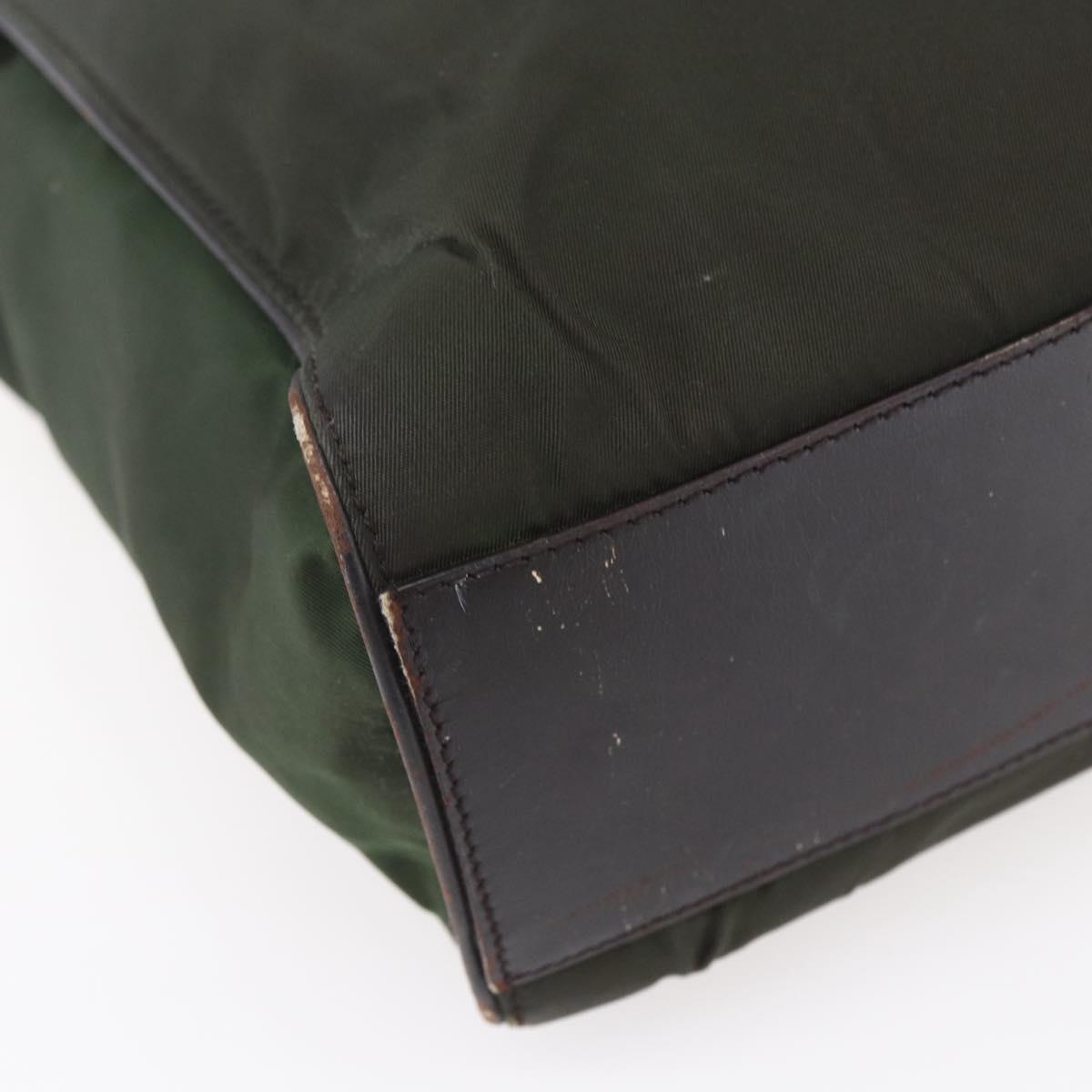 PRADA Tote Bag Nylon Khaki Gold Auth 148282