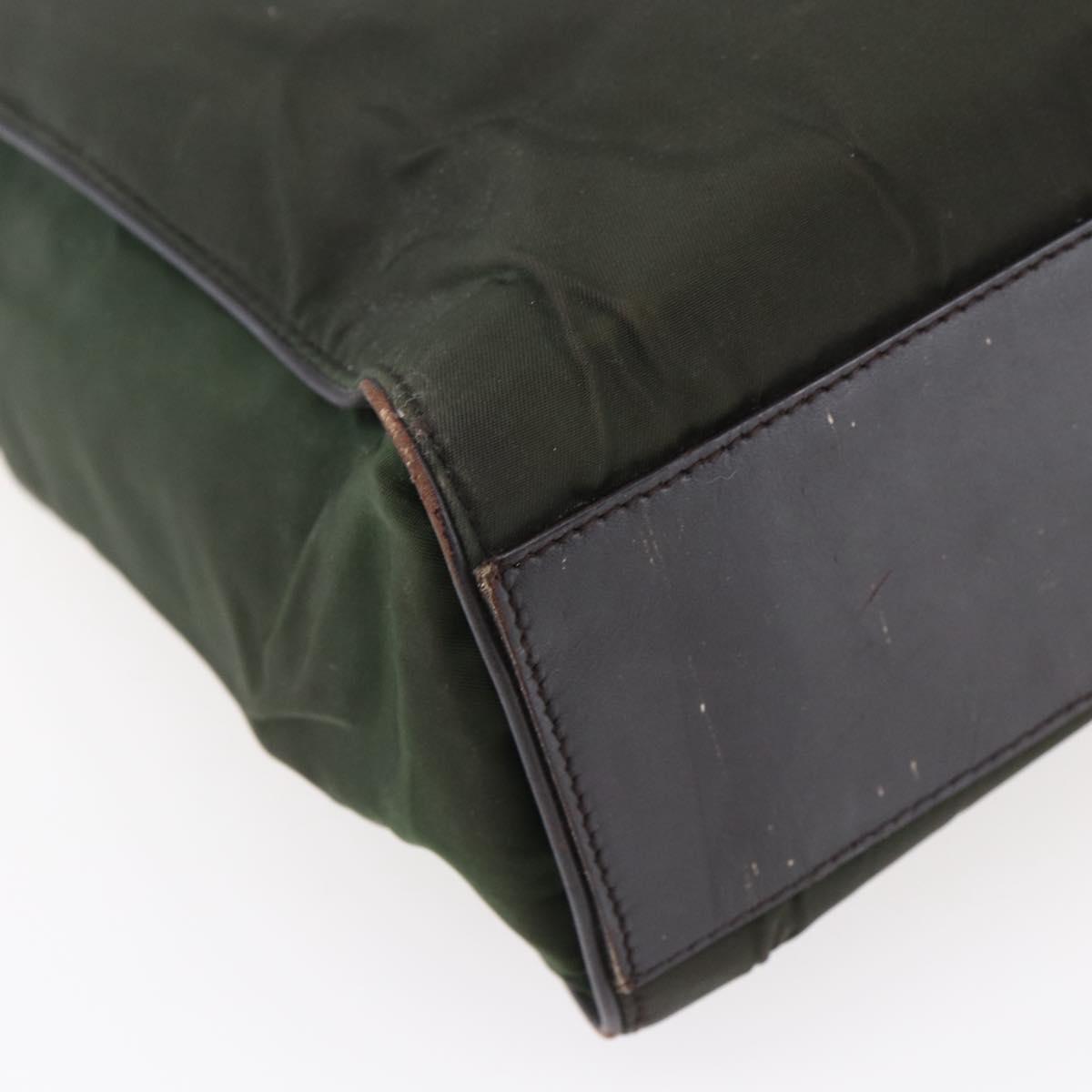 PRADA Tote Bag Nylon Khaki Gold Auth 148282