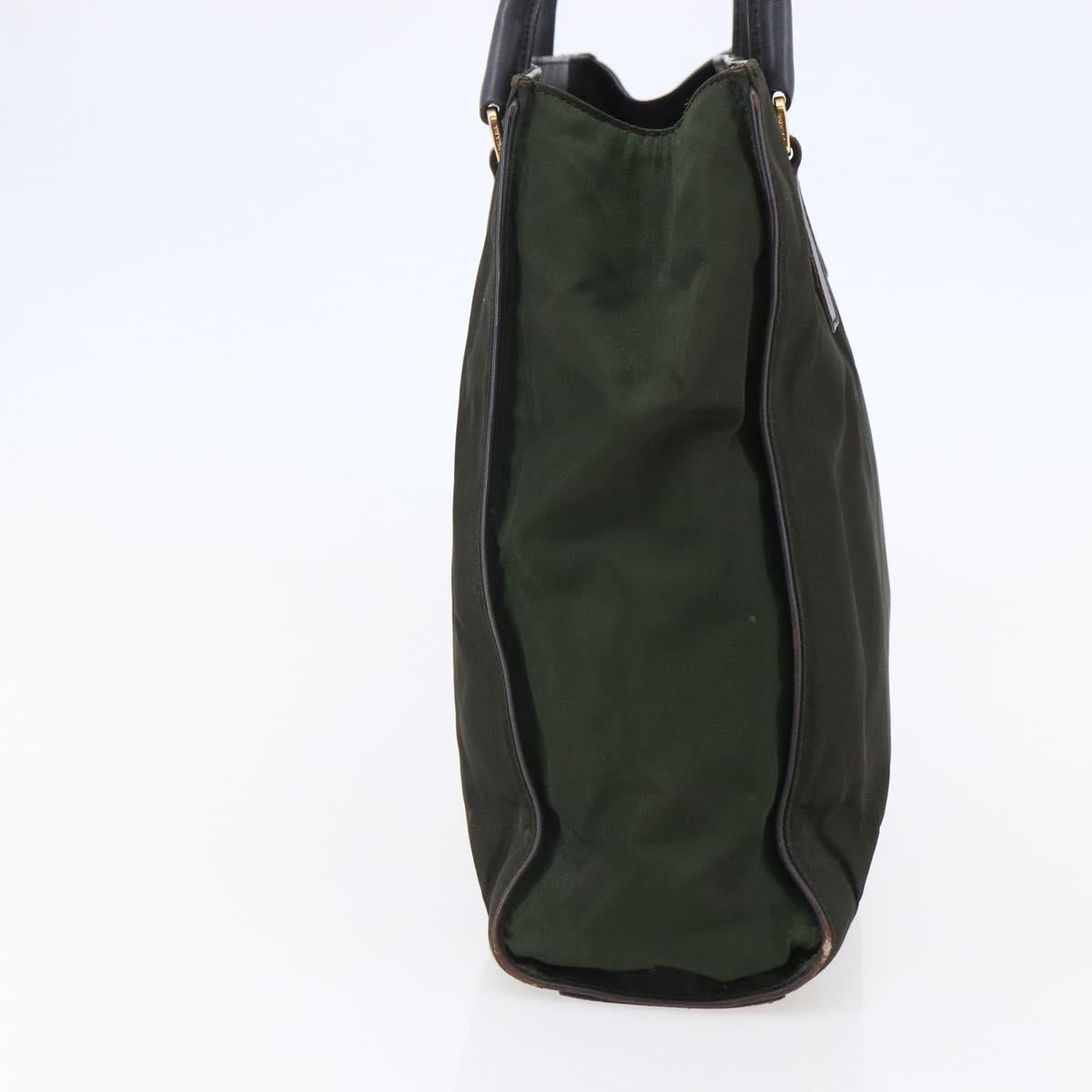 PRADA Tote Bag Nylon Khaki Gold Auth 148282