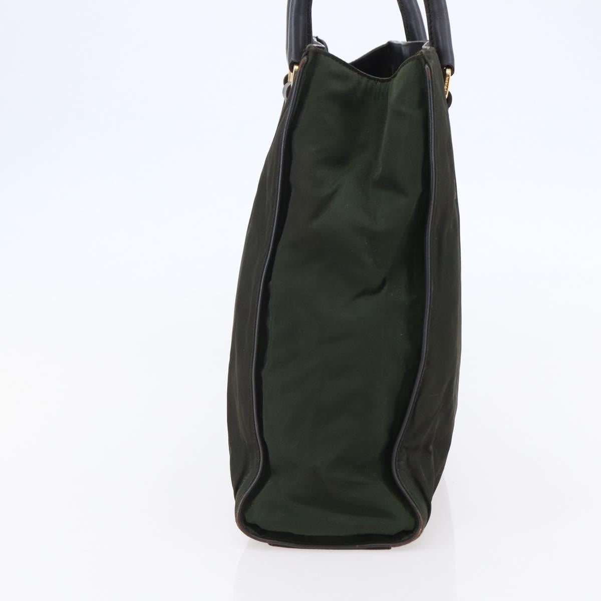 PRADA Tote Bag Nylon Khaki Gold Auth 148282
