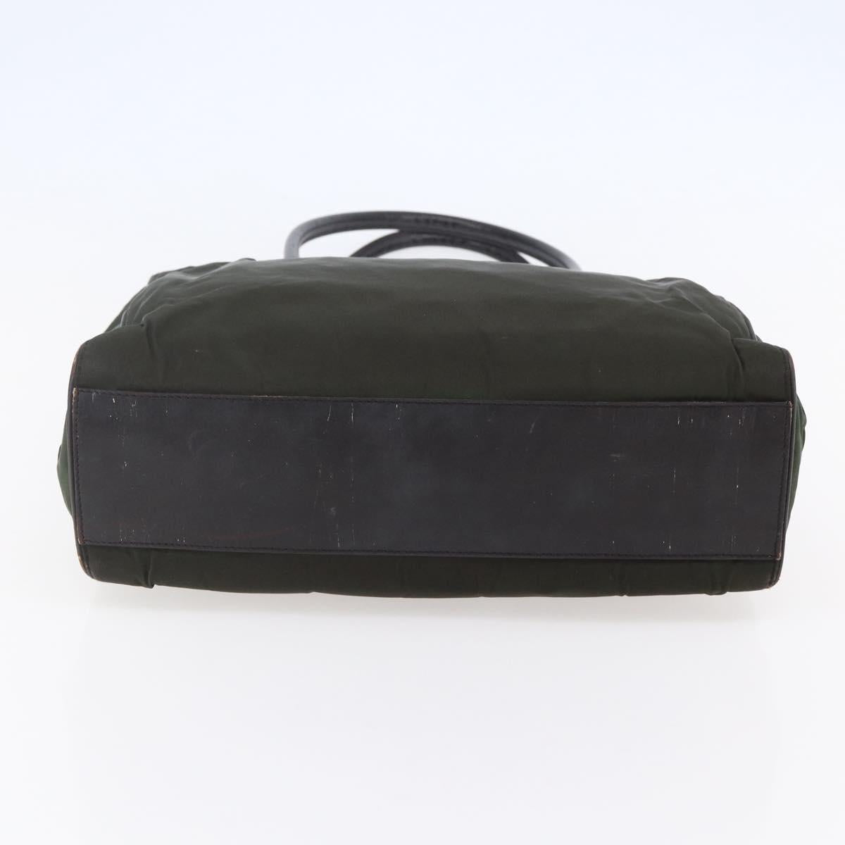 PRADA Tote Bag Nylon Khaki Gold Auth 148282