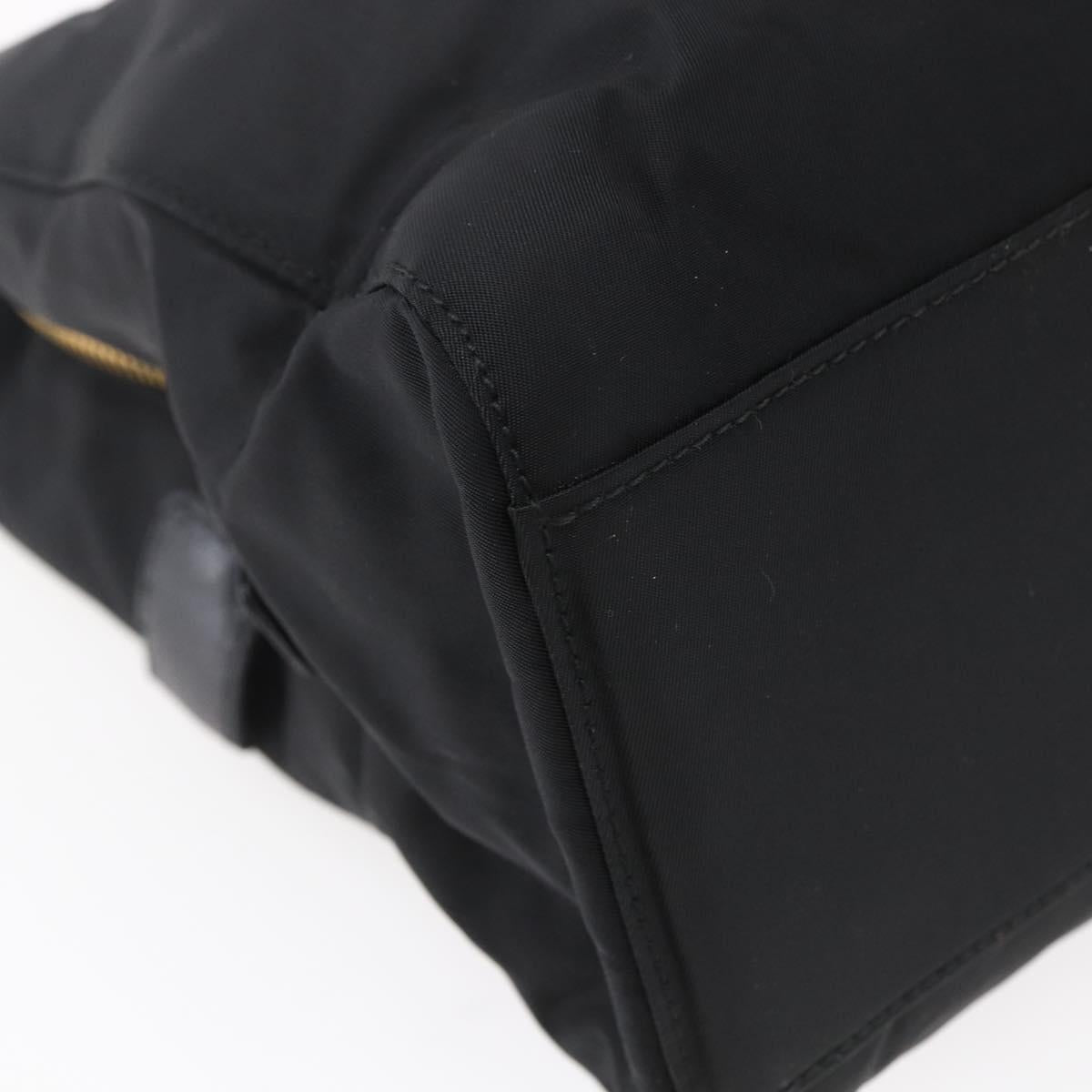 PRADA Chain Shoulder Bag Nylon Black Gold Auth 148283