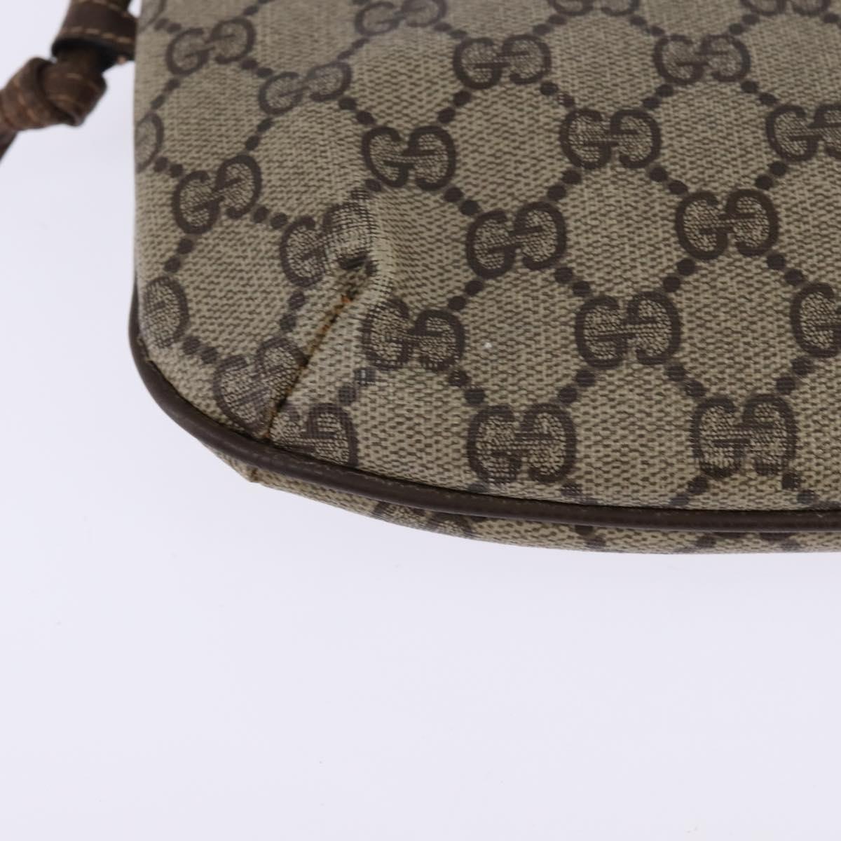 GUCCI GG Supreme Shoulder Bag PVC Beige Gold Auth 148286