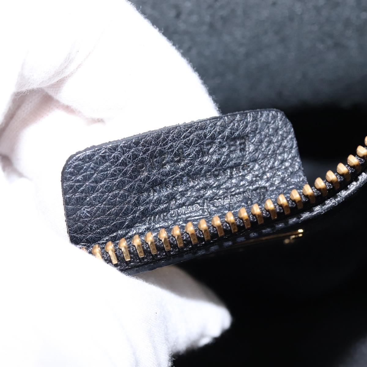 Salvatore Ferragamo Gancini Tote Bag Leather Black Gold Auth 148288