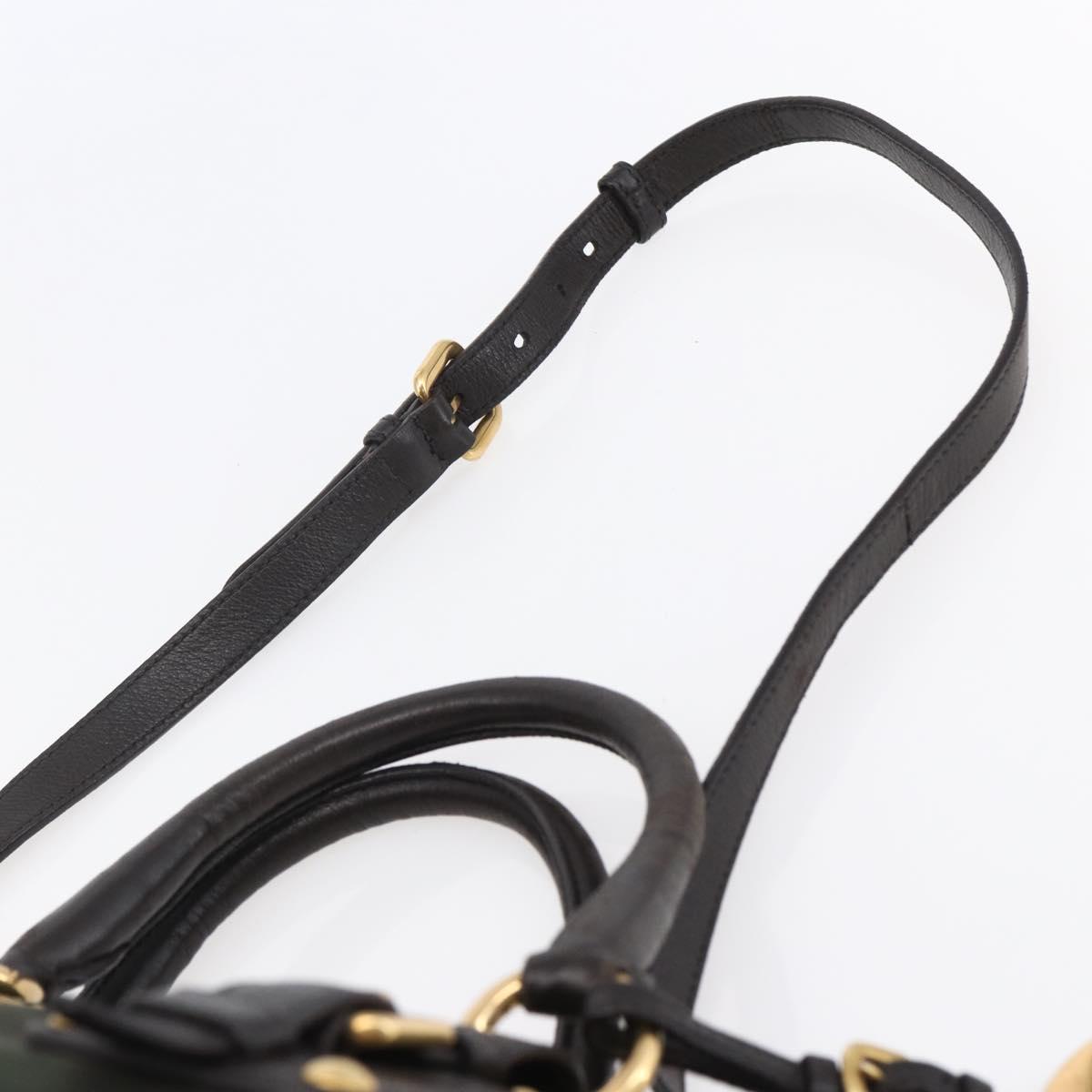 PRADA Hand Bag Nylon 2way Khaki Gold Auth 148290