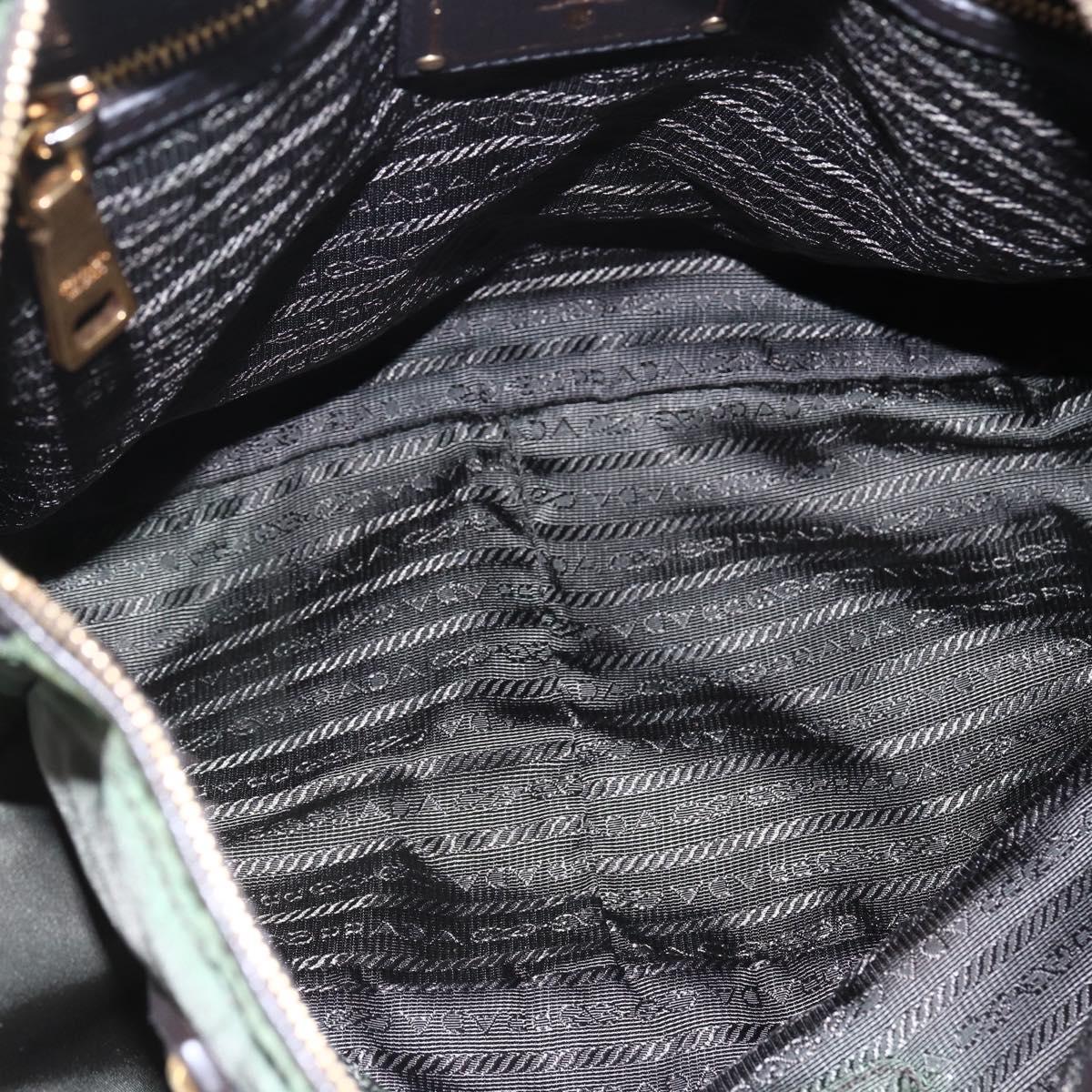 PRADA Hand Bag Nylon 2way Khaki Gold Auth 148290