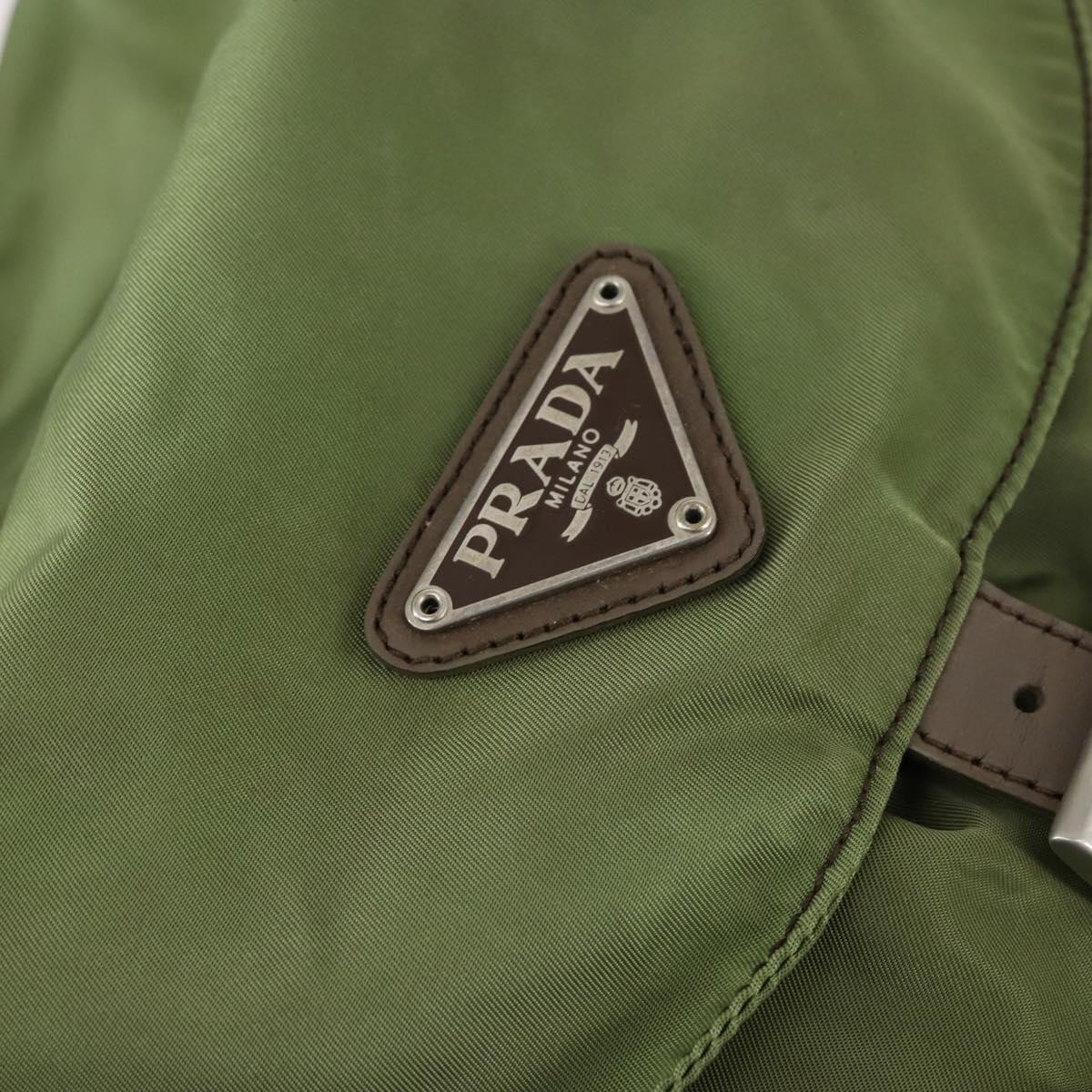 PRADA Backpack Nylon Khaki Silver Auth 148291