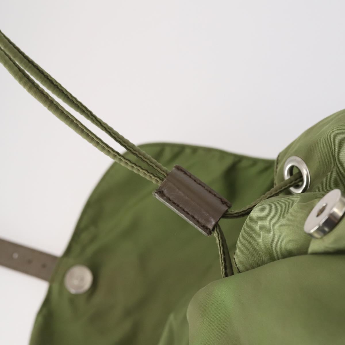 PRADA Backpack Nylon Khaki Silver Auth 148291