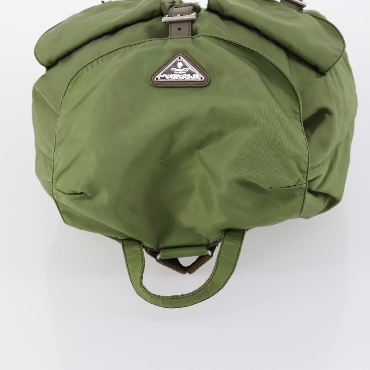 PRADA Backpack Nylon Khaki Silver Auth 148291