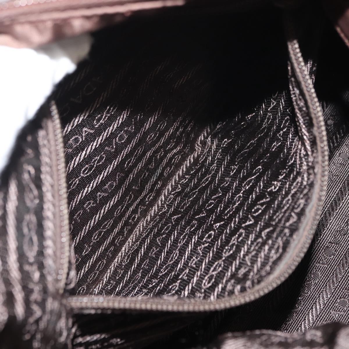 PRADA Hand Bag Nylon Brown Gold Auth 148292