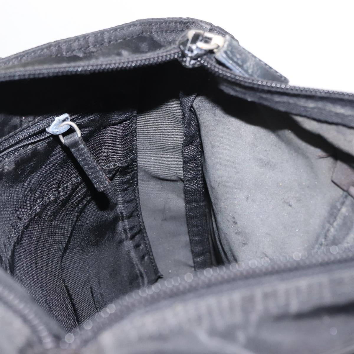 PRADA Tote Bag Nylon Black Silver Auth 148293