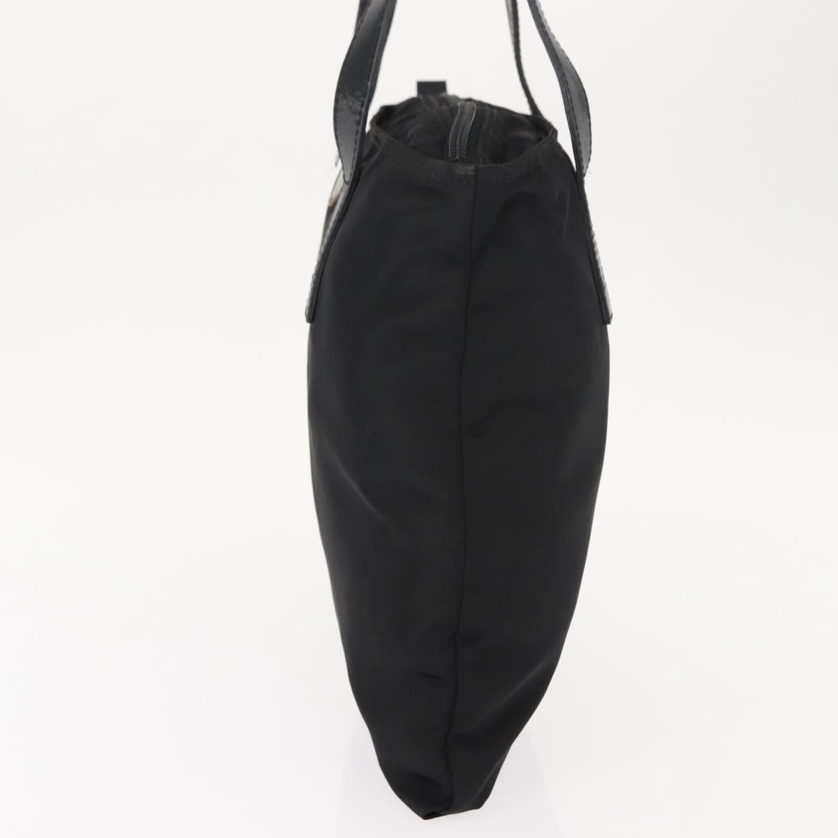 PRADA Tote Bag Nylon Black Silver Auth 148293