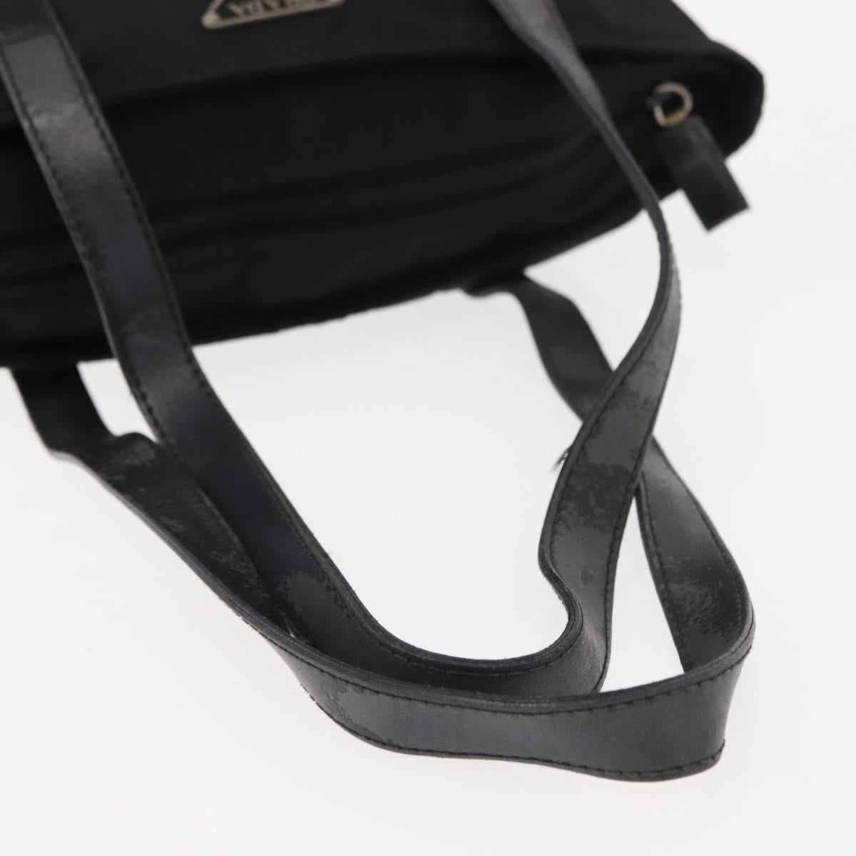 PRADA Tote Bag Nylon Black Silver Auth 148293