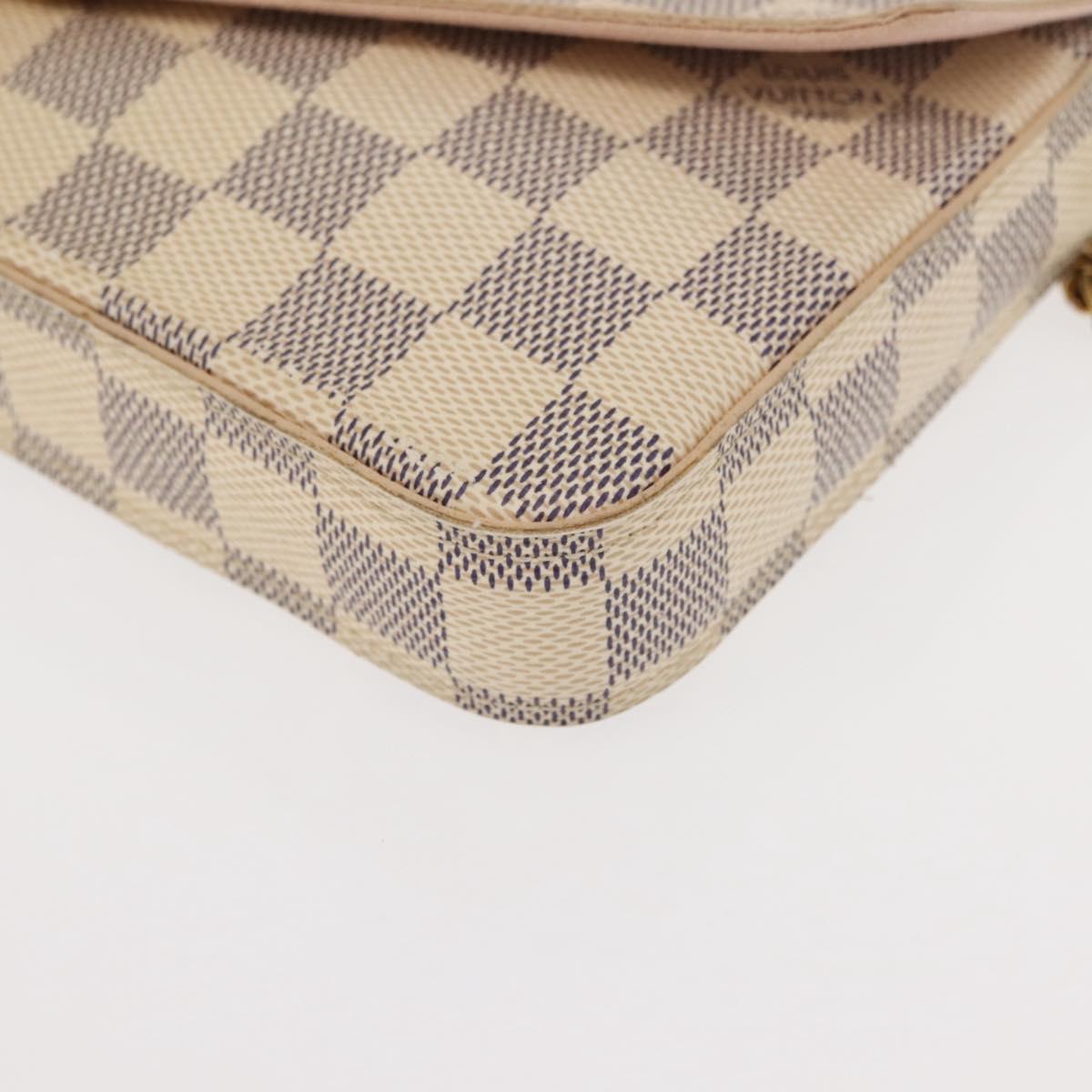LOUIS VUITTON Damier Azur Pochette Felicie Chain Wallet N63106 LV Auth 148308
