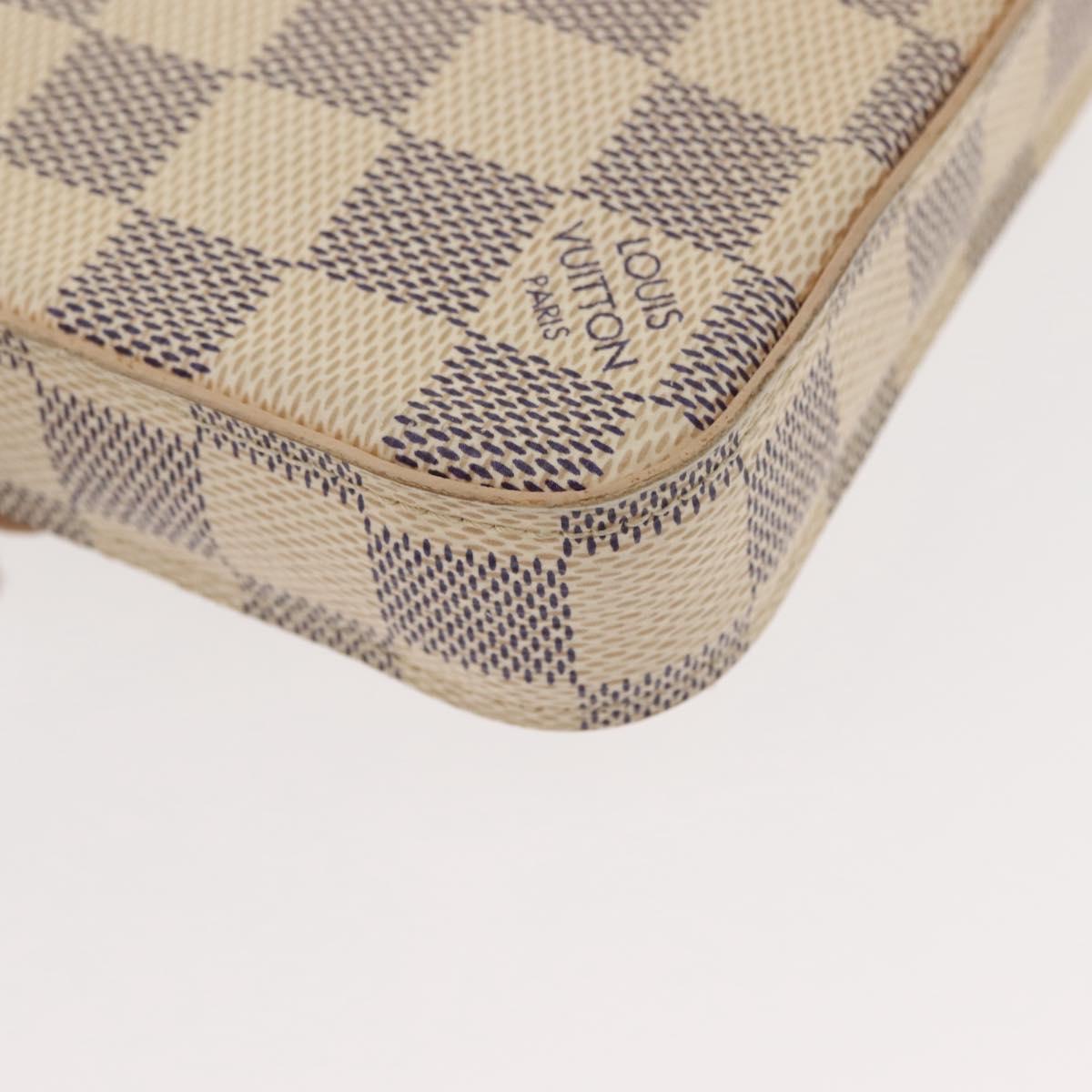 LOUIS VUITTON Damier Azur Pochette Felicie Chain Wallet N63106 LV Auth 148308