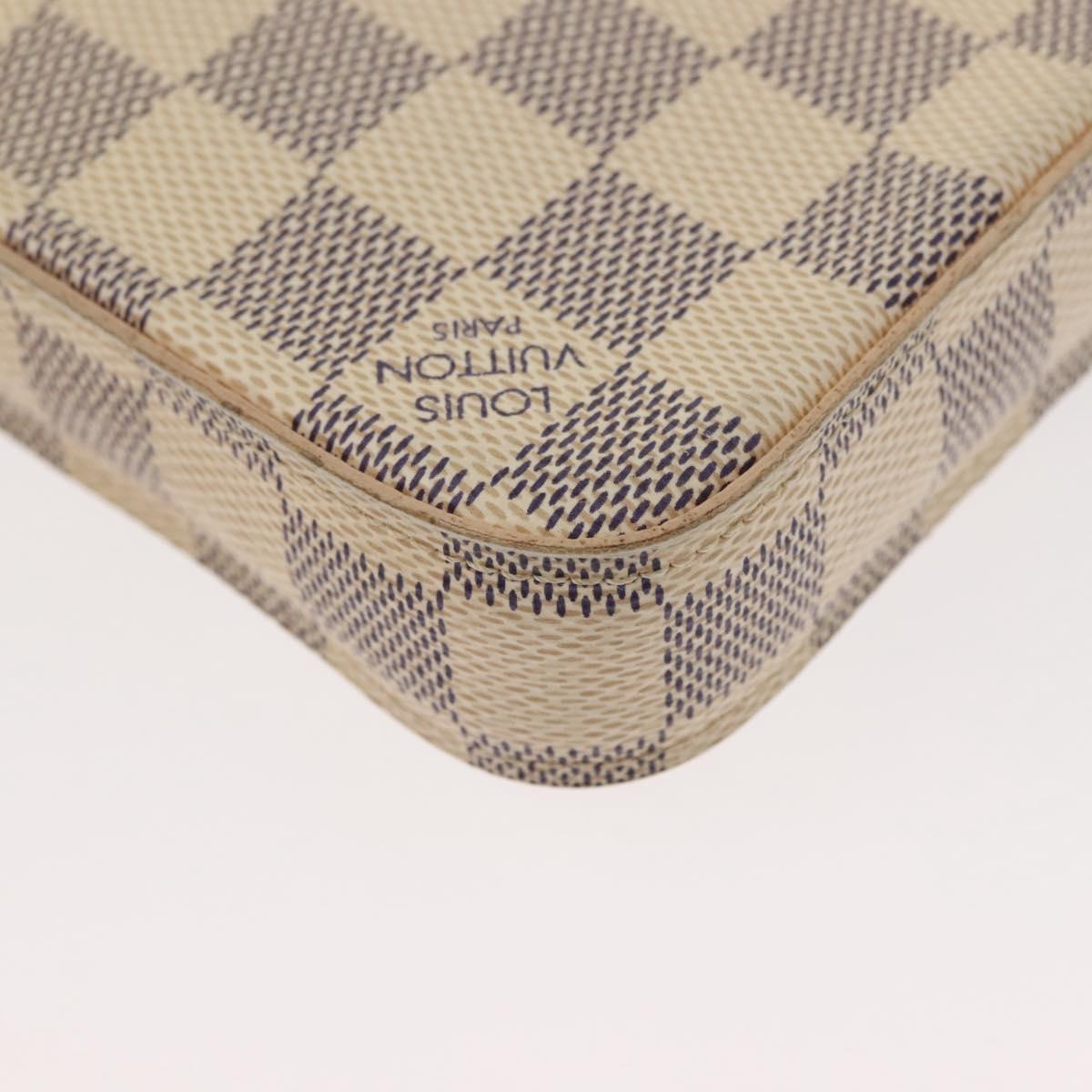 LOUIS VUITTON Damier Azur Pochette Felicie Chain Wallet N63106 LV Auth 148308