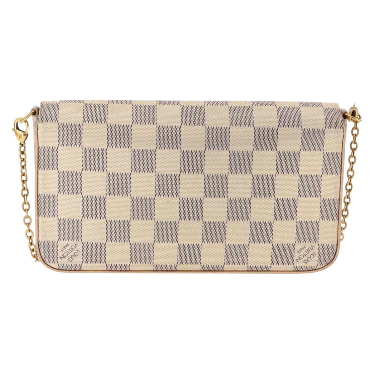LOUIS VUITTON Damier Azur Pochette Felicie Chain Wallet N63106 LV Auth 148308