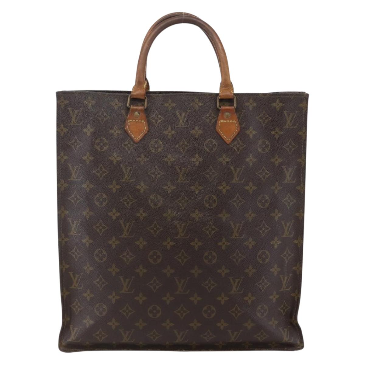 LOUIS VUITTON Monogram Sac Plat Hand Bag M51140 LV Auth 148311