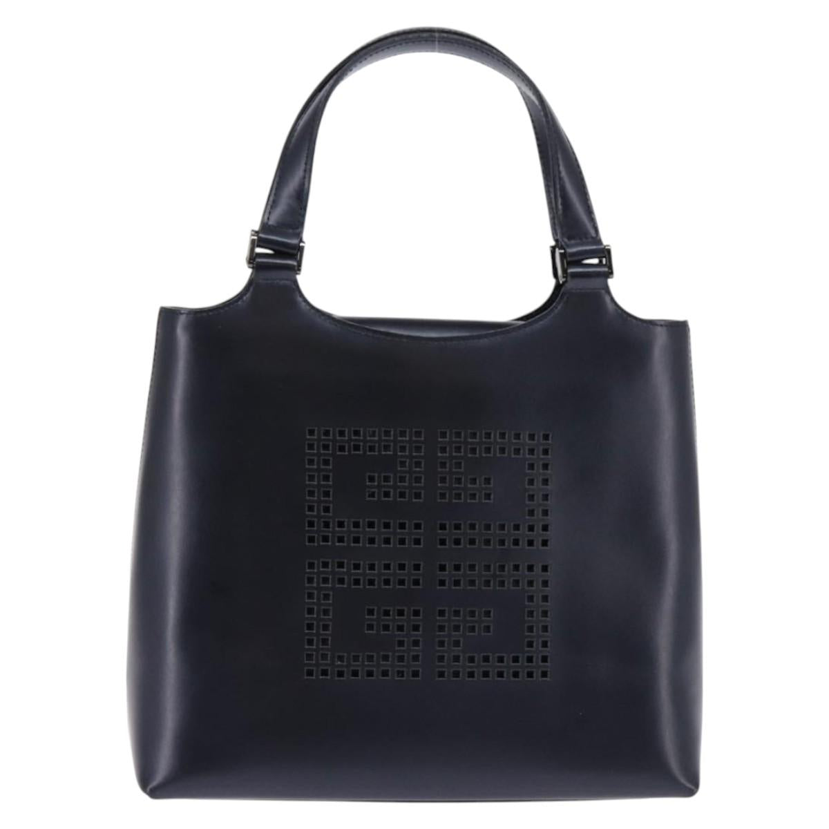 GIVENCHY Hand Bag Leather Navy Auth 148313
