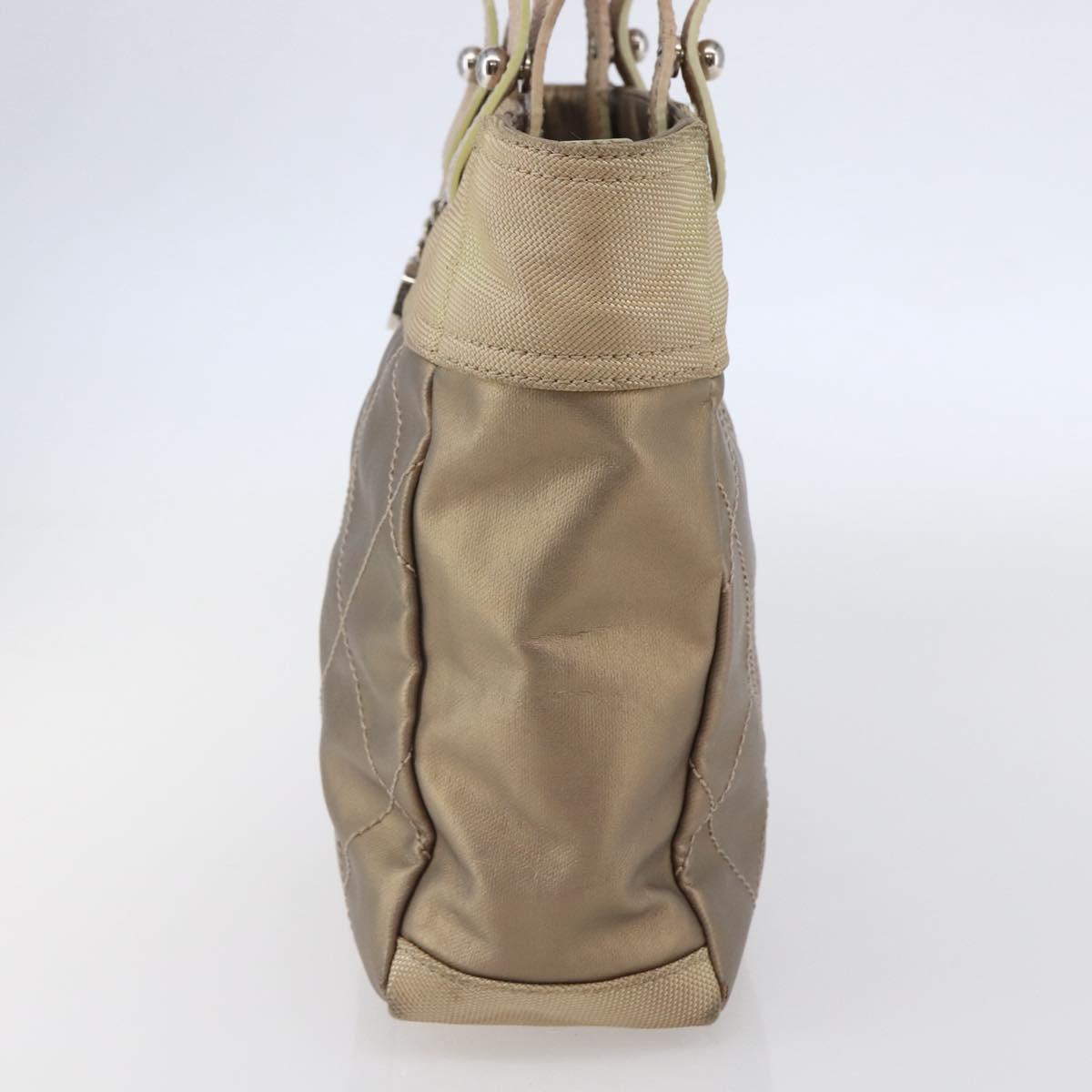 CHANEL Paris Biarritz PM Tote Bag Coated Canvas Gold CC Auth 148314