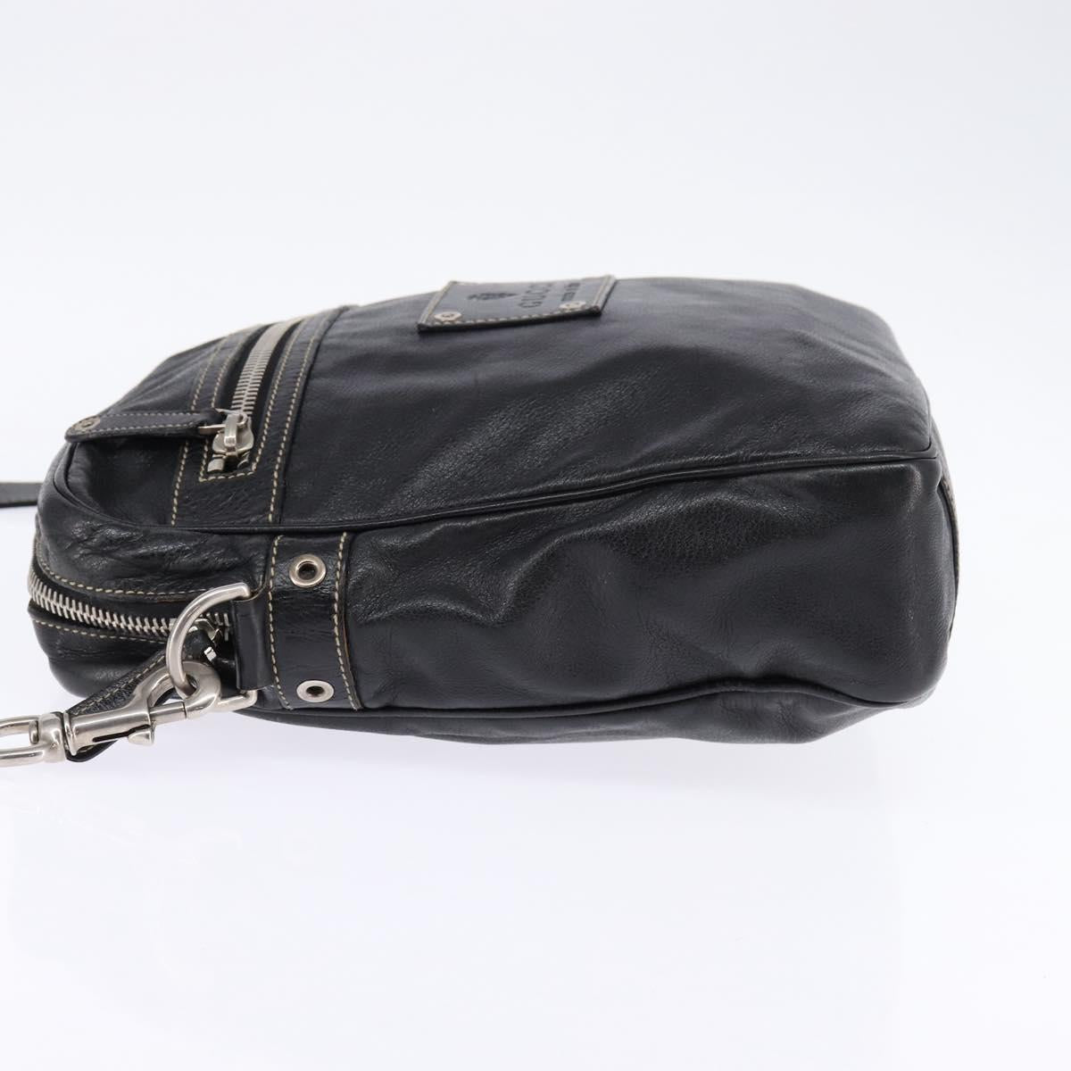 GUCCI Shoulder Bag Leather Black 201451 Auth 148316