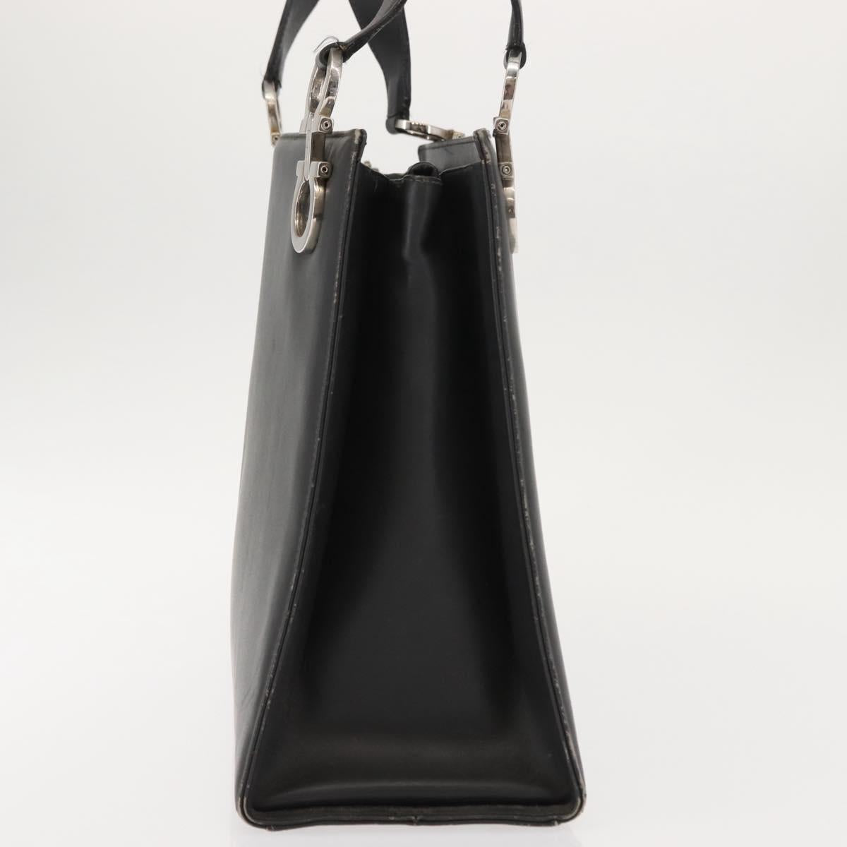 Salvatore Ferragamo Gancini Tote Bag Leather Gray Silver Auth 148318