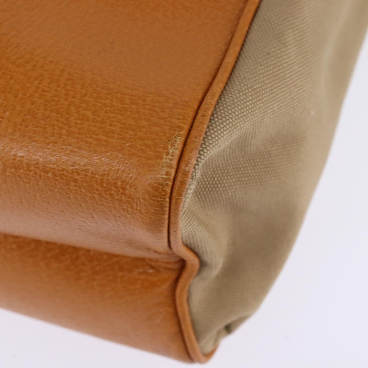 PRADA Tote Bag Canvas Beige Silver Auth 148319