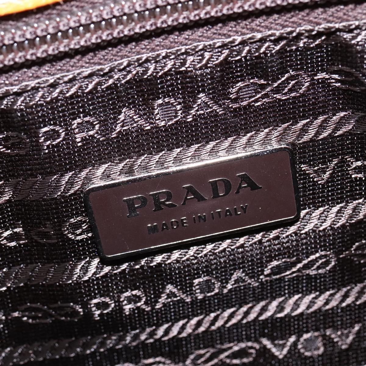 PRADA Tote Bag Canvas Beige Silver Auth 148319