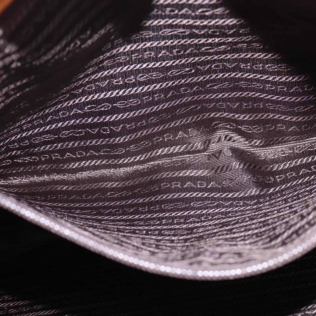 PRADA Tote Bag Canvas Beige Silver Auth 148319