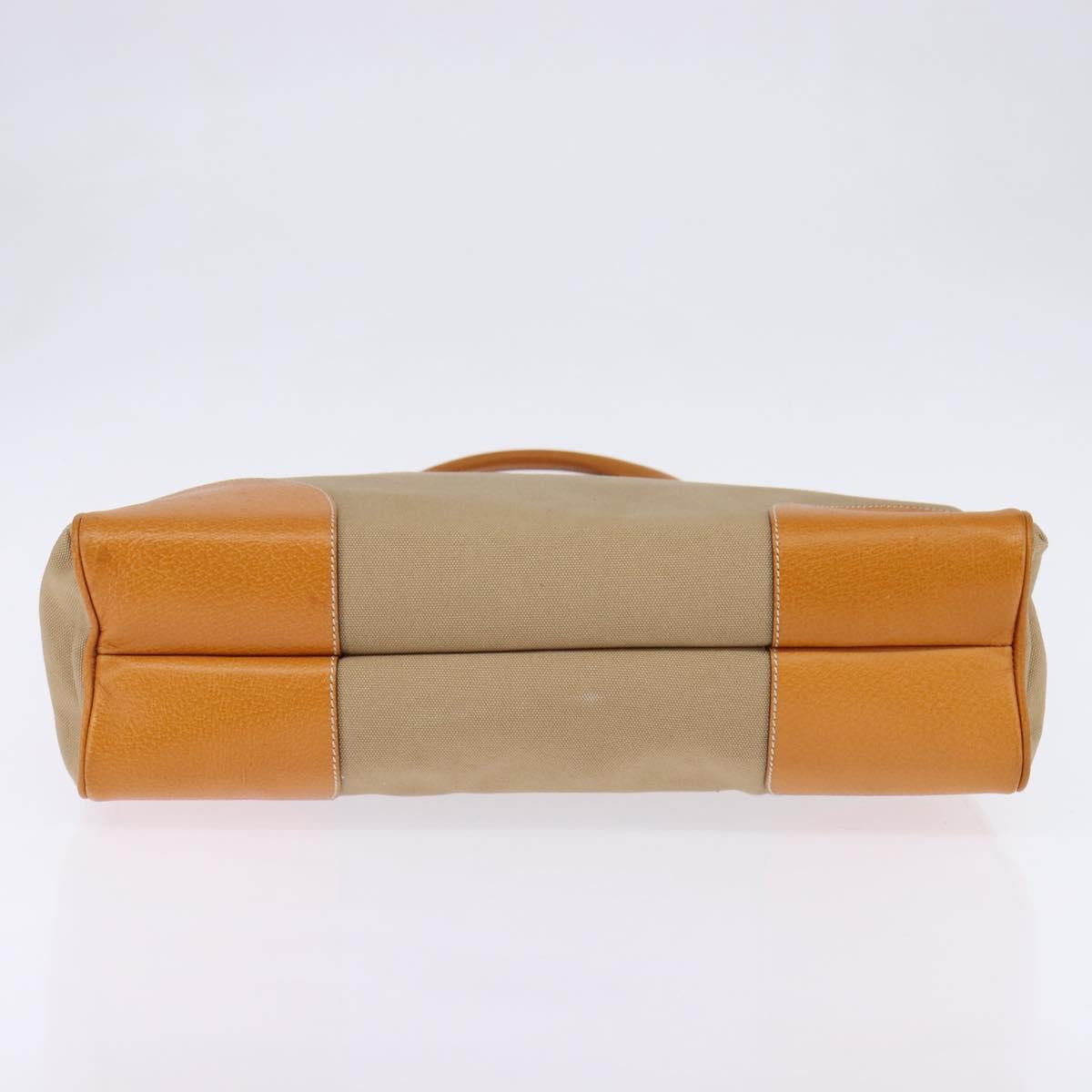 PRADA Tote Bag Canvas Beige Silver Auth 148319