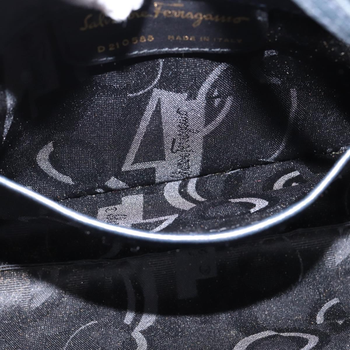 Salvatore Ferragamo Vala Shoulder Bag Leather Navy Gold Auth 148321