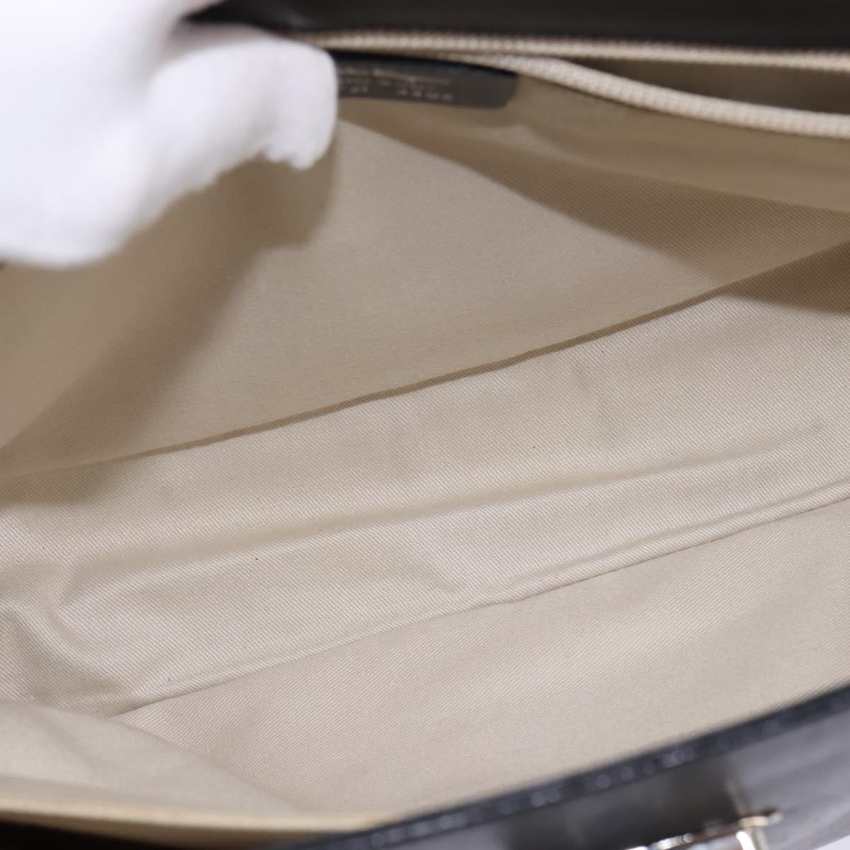 Salvatore Ferragamo Gancini Hand Bag Leather Black Silver Auth 148322