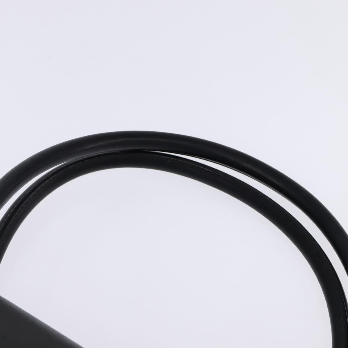 Salvatore Ferragamo Gancini Hand Bag Leather Black Silver Auth 148322