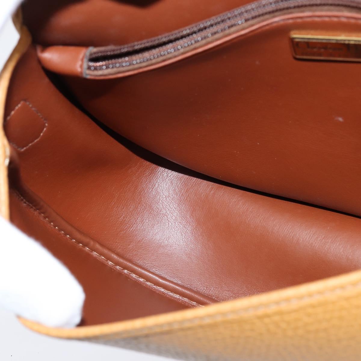 Christian Dior Shoulder Bag Leather Brown Gold Auth 148323