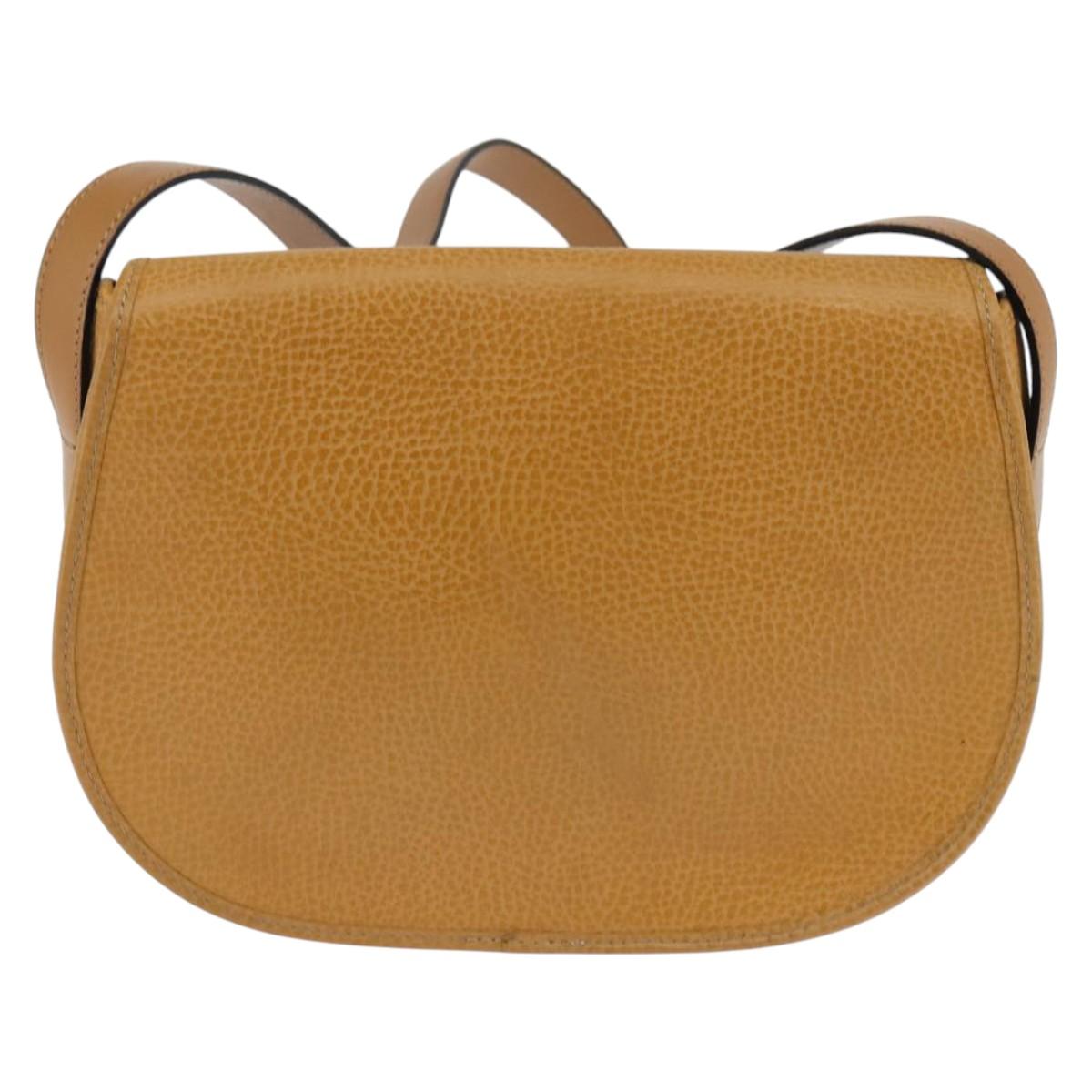 Christian Dior Shoulder Bag Leather Brown Gold Auth 148323