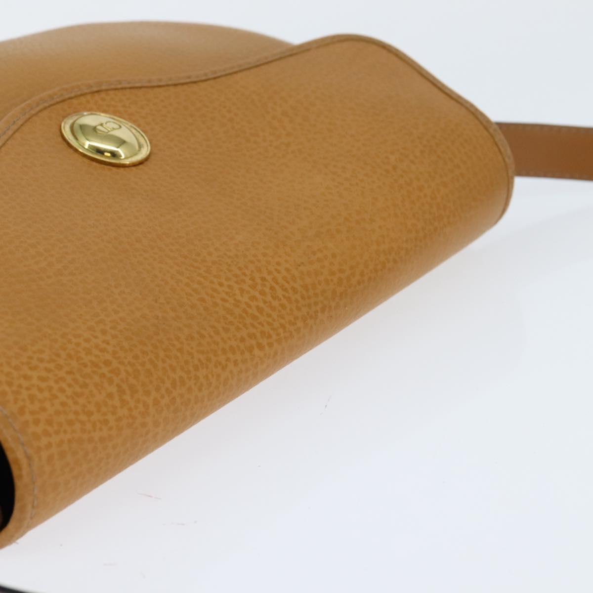 Christian Dior Shoulder Bag Leather Brown Gold Auth 148323
