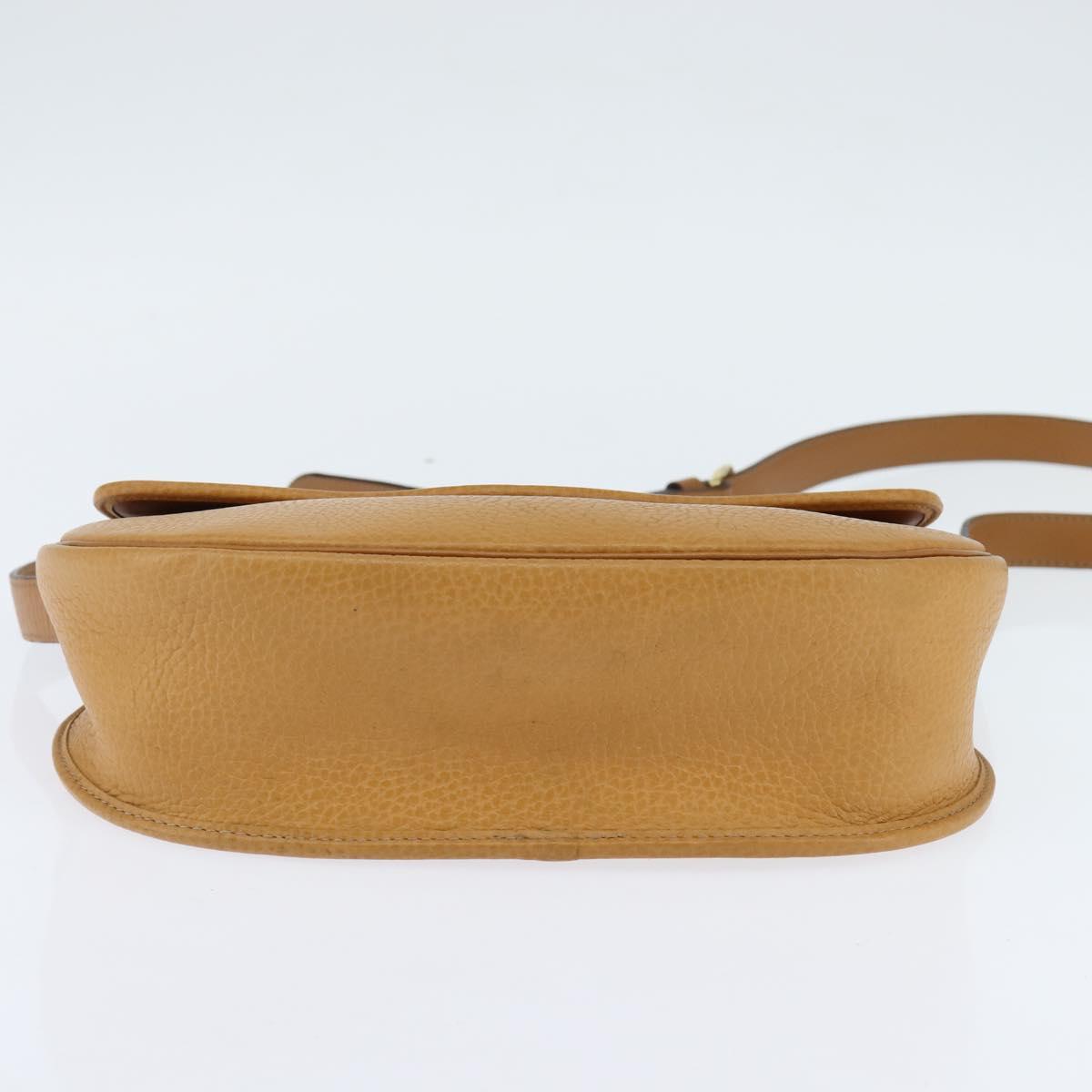 Christian Dior Shoulder Bag Leather Brown Gold Auth 148323