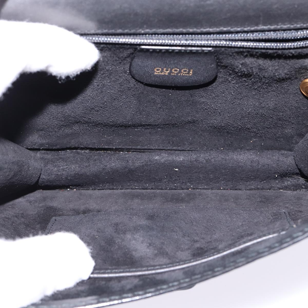 GUCCI Clutch Bag Leather Black Auth 148324
